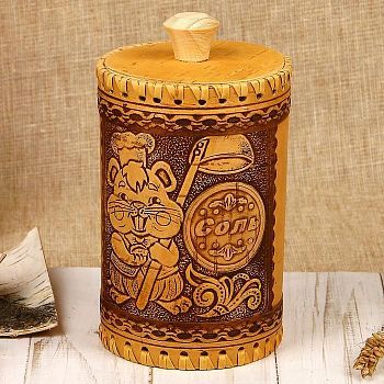 Туес для специй «Хомяк», соль, 8х8х14 см, береста