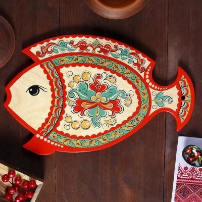 Доска разделочная «Рыбка», 35×0,8×23 см, старый борок