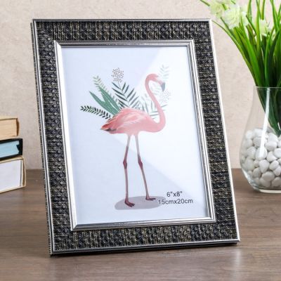 Фоторамка пластик 15х20 см "Ромбы" с серебристым обрамлением 25х20 см