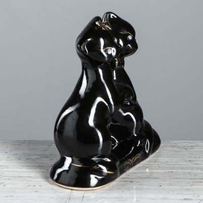Копилка "Коты танцующие", покрытие глазурь, чёрная, 15 см