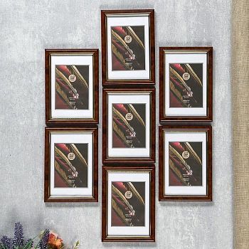 Набор фоторамок пластик FOTEX VIP 10х15 см (карельская берёза) 7 шт