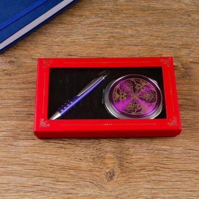 Набор подарочный 2в1 (ручка, зеркало) микс