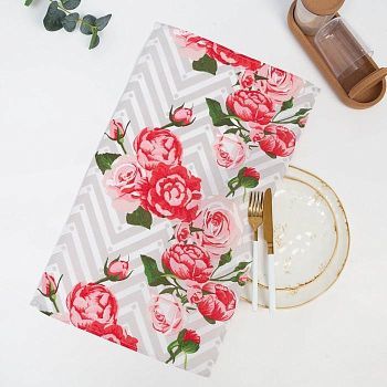 Полотенце вафельное "Зигзаг" 35х60 см, лён, 160 гр/м, хл,