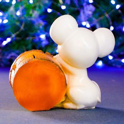 Копилка "Мышка с бочкой" белая 14х19см