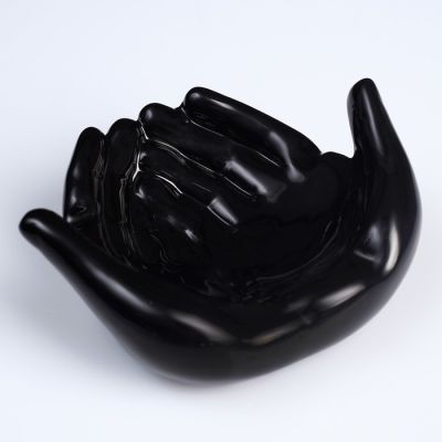 Пепельница "Ладошки вместе", черная, 15х12 см