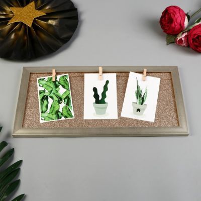 Фоторамка пластик на 3 фото 9х13 см "Блеск золото" 20х40 см