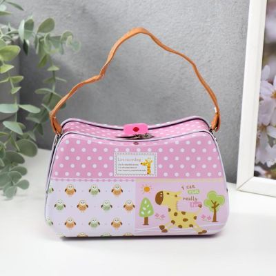 Копилка металл "Сумочка со зверятами" МИКС 8,5х14,5х6,5 см