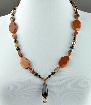 Авторские бусы Агат, хрусталь, авантюрин "Рея" арт.АНТ-765