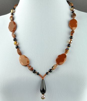 Авторские бусы Агат, хрусталь, авантюрин "Рея" арт.АНТ-765
