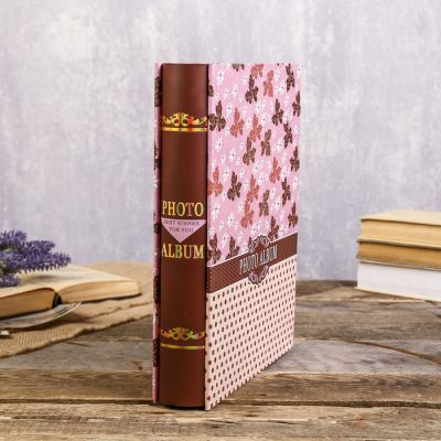 Фотоальбом на 200 фото 13х18 см "Листья" золотая обводка, в коробке МИКС 29,5х23х5,5 см