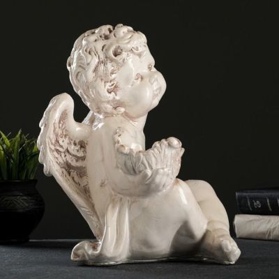 Подсвечник "Ангел сидя в руке" 26х21х30 см состаренный, для свечи d=6 см