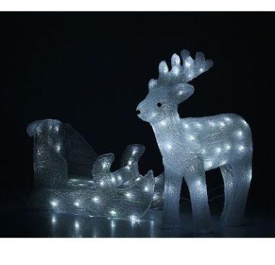 Фигура акрил. "Сани с оленем" (Олень: 45х48х14 см, Сани: 42х22х20 см.)