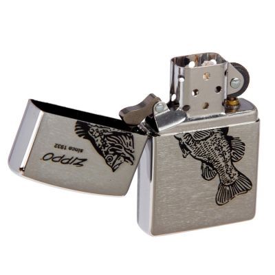 Зажигалка ZIPPO 200 Black Bass с покрытием Brushed Chrome