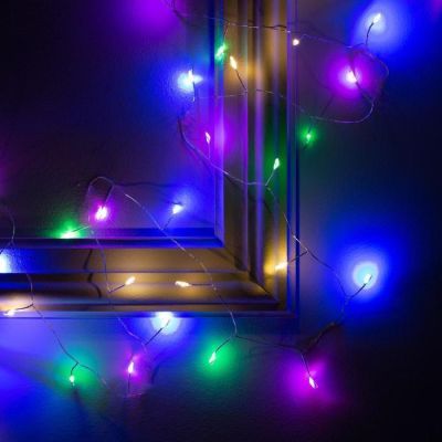 Гирлянда «Мишура» 5 м роса, IP20, серебристая нить, 100 LED, свечение мульти, USB