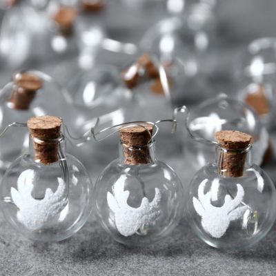 Гирлянда «Нить» 1.6 м с насадками «Шарики с оленем», IP20, прозрачная нить, 15 LED, свечение тёплое белое, ААх2