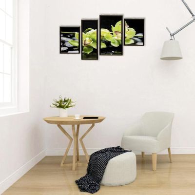 Модульная картина "Зеленые орхидеи"  60х107 см(32х55; 21х55; 2шт-27х37)