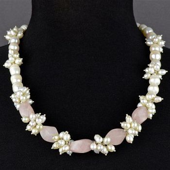 Бусы Жемчуг, розовый кварц "Эдем" арт.П3469