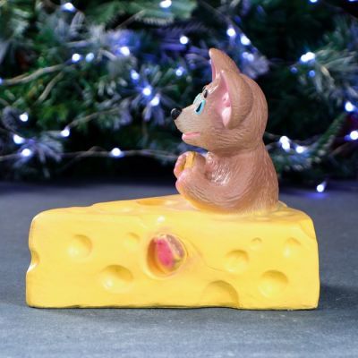 Копилка "Мышка в сыре" коричневая 19х15х20см