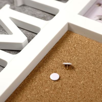 Фоторамка пластик на 5 фото 9х11, 10х10, 10х15 см "Дом" белая, пробка 15х20 38х45,5 см