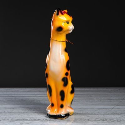 Копилка "Камилла", глянец, оранжевый леопард, 38 см, микс