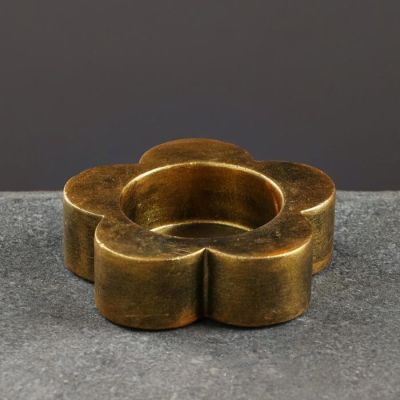 Подсвечник "Цветок", состаренное золото, 6х6х3 см, для свечи d=3,5 см