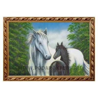 Картина "Лошадь с жеребенком" багет №6 (40х60 см)