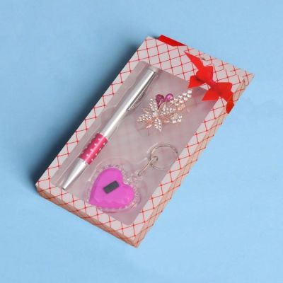 Набор подарочный 3в1 (ручка, заколка, брелок-сердечко)