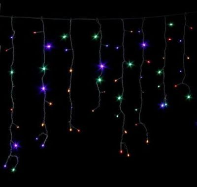 Гирлянда уличная "Бахрома" (Ш:3 м, В:0,6 м, нить темная, мульти)