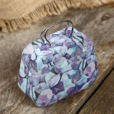 Шкатулка металл сумочка "Цветочная" МИКС 5,5х7х3 см