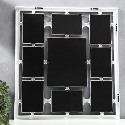 Фоторамка пластик на 9 фото 10х15, 20х15 см "Пазл" белая 61х56,5 см