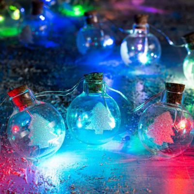 Гирлянда «Нить» 1.6 м с насадками «Шарики с ёлочкой», IP20, прозрачная нить, 15 LED, свечение мульти, ААх2