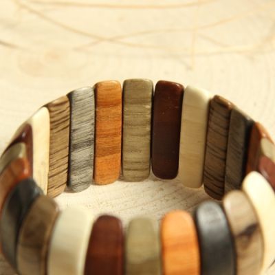 Браслет «Астра», дерево, микс