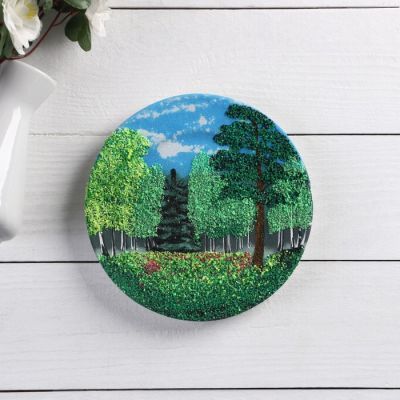 Панно-тарелка "Времена года" с каменной крошкой, микс