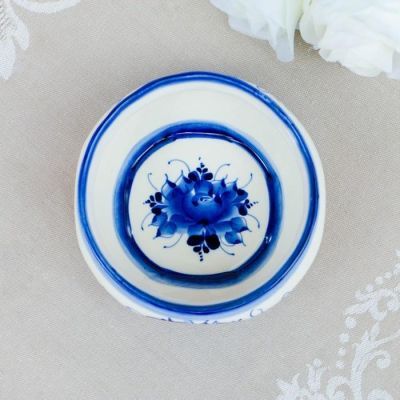 Миска-бульонница, гжель, фарфор, автор Окулова, 6х11 см