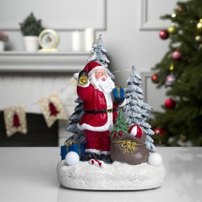 Светодиодная фигура «Дед Мороз» 12.5 × 19 × 9 см, керамика, батарейки АААх3 (не в комплекте), свечение тёплое белое