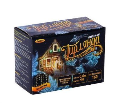 Гирлянда уличная "Бахрома" (Ш:3 м, В:0,6 м, нить темная, зеленый)