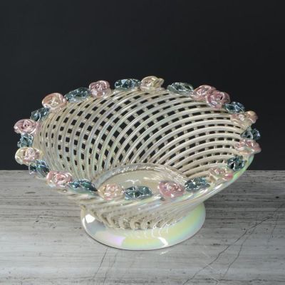 Конфетница "Плетенка", круглая, с лепкой, разноцветная, керамика, 11.5 см