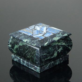 Шкатулка, 8,5х8,5х8 см, змеевик, лазурит