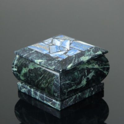 Шкатулка, 8,5х8,5х8 см, змеевик, лазурит