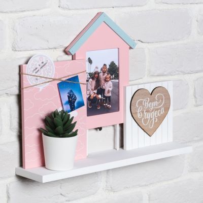 Полка с рамкой и зажимами «Верь в чудеса», 35 х 27 см