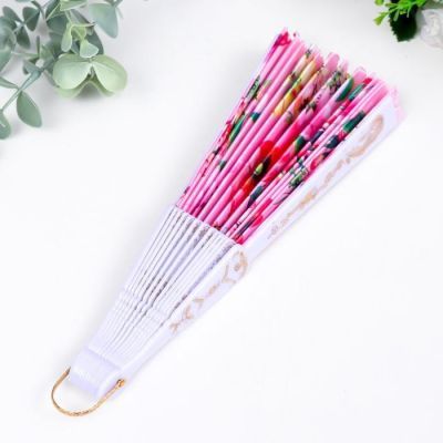 Веер пластик, текстиль "Цветочный" МИКС 23 см