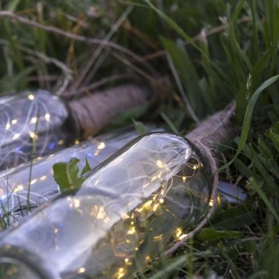 Гирлянда «Нить» 2 м роса с пробкой, IP20, серебристая нить, 20 LED, свечение тёплое белое, LR44х3