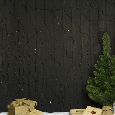 Гирлянда «Сеть» 2 × 1.5 м, IP44, УМС, тёмная нить, 192 LED, свечение белое, 220 В