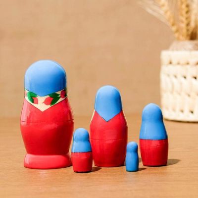 Матрёшка «Семёновская», голубой платок, 5 кукольная, 8-10  см, микс, ручная работа