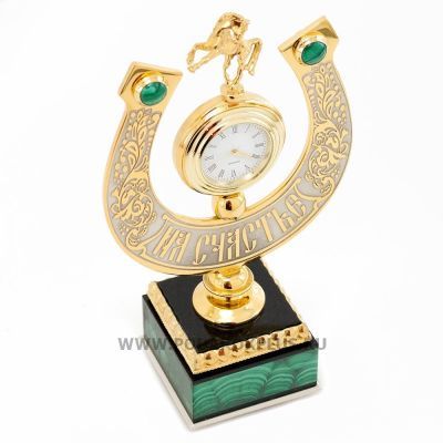 Часы "Подкова на счастье" камень малахит