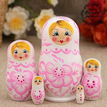 Матрёшка «Нежность»,  светло-розовое платье, 5 кукольная, 10 см