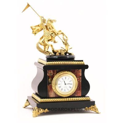 Настольные часы "Георгий Победоносец" №22 (яшма)