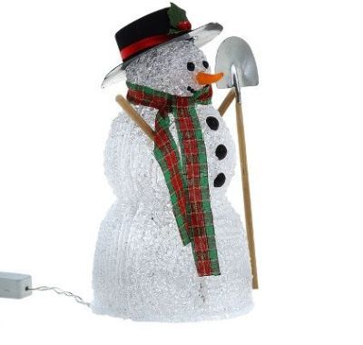 Фигура акрил. "Снеговик с лопатой" (23х12см.)