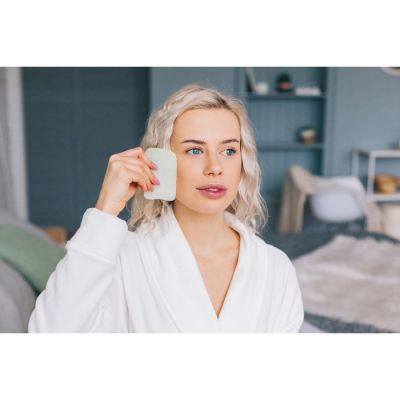 Пластина - скребок для массажа Гуаша, №4, 8×6 см, нефрит