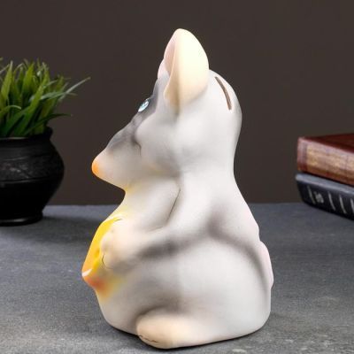 Копилка "Мышь серая с сыром" 23см